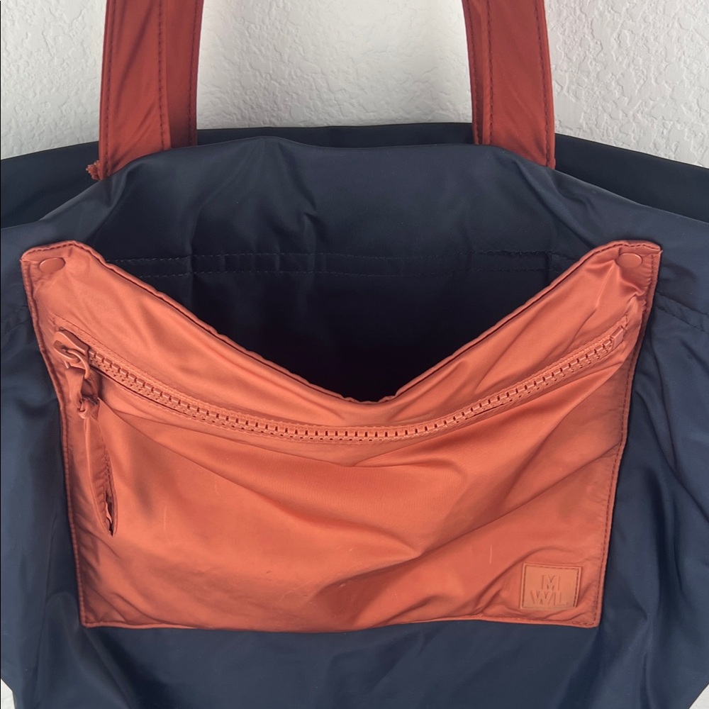 Madewell Th Sport Tote with MWL Logo Navy Blue and Orange - Picture 5 of 11